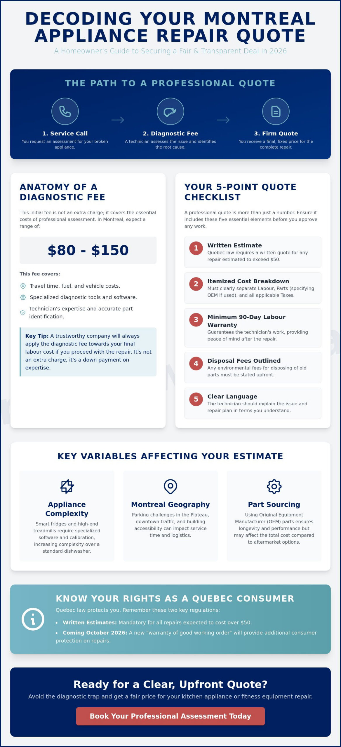 Appliance Repair Quote Montreal: The 2026 Guide to Transparent Pricing
