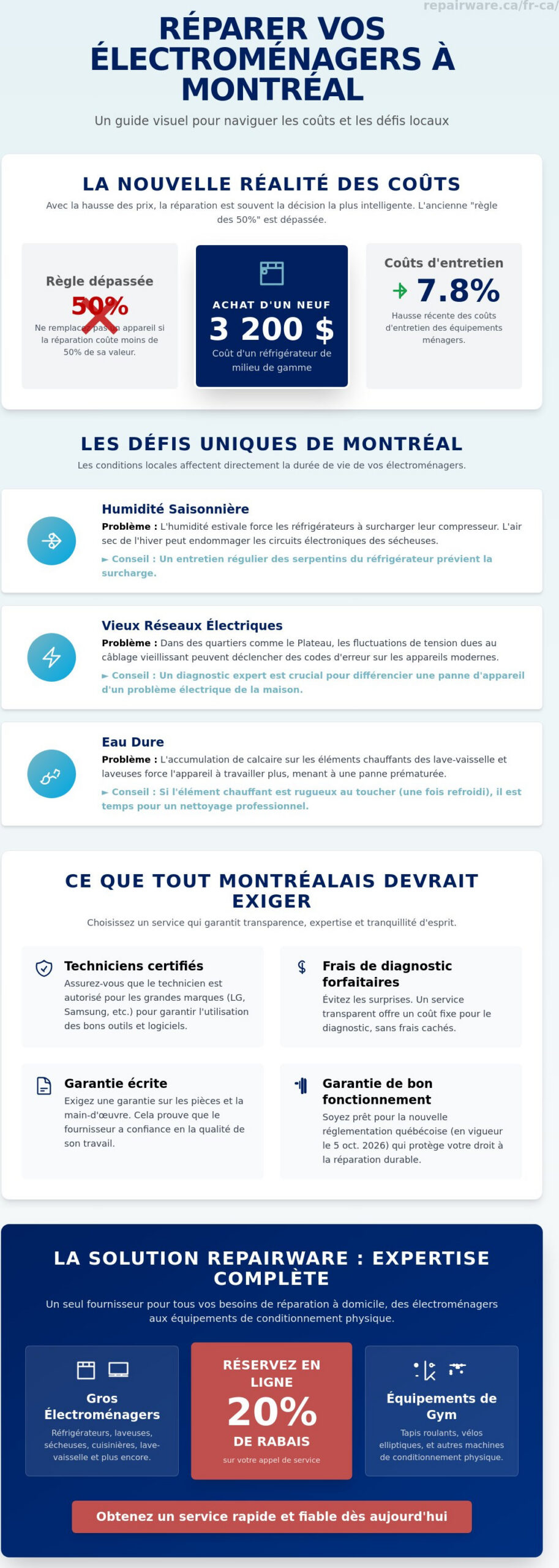 Réparation d'électroménagers Montréal : Le guide 2026 pour un service fiable et des prix honnêtes